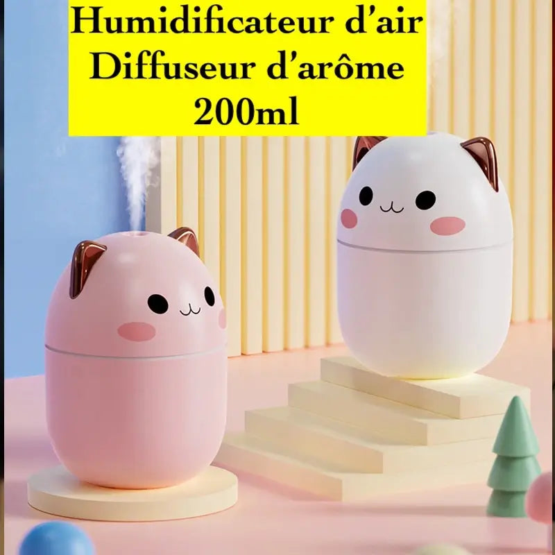 😻 Humidificateur d’Air Chat Mignon – Diffuseur d’Arômes Silencieux avec LED | Maison, Bureau & Voiture - Sylvarôme