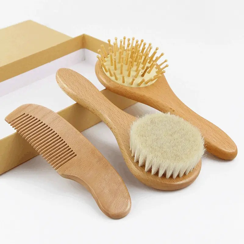 Ensemble de brosses de massage pour bébé en bois naturel – Douceur & soin dès la naissance - Sylvarôme