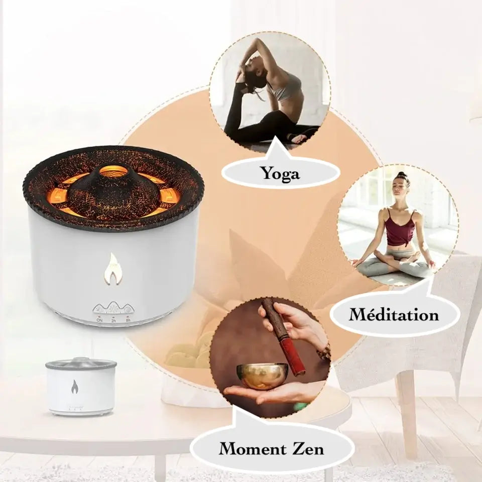 🌋 Diffuseur Volcan Ultrasonique – Humidificateur d’Air & Aromathérapie Relaxante - Sylvarôme